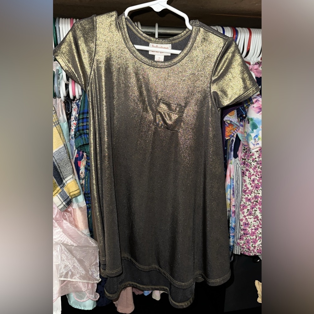 LuLaRoe Shimmering Gold Short Sleeve Dress